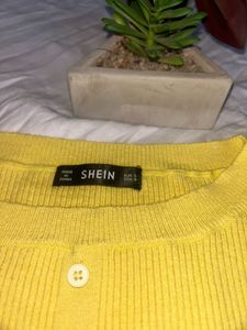 Shein Yellow Button-Up Crop Top