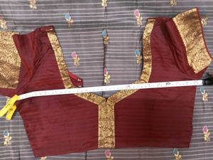 GentlyUsed Burgundy and Grey Pattu Sari WithBlo