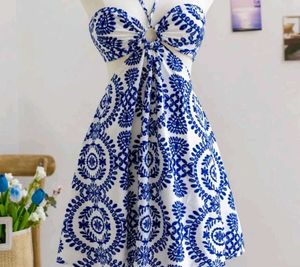 Blue & White Halter Dress