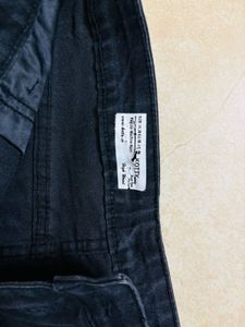 Black Denim Midi Skirt with Slit
