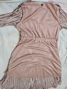 Rose Gold Pleated Midi Dress