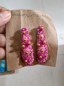 Handmade Floral Embroidered Hair Clips