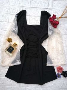 Corset Back Net Sleeves Kurti🖤