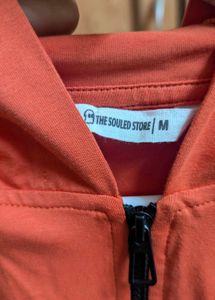 Rust Orange Cropped Zip-Up Hoodie