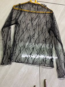 Black Net Topwear