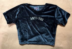Anti You Black Velvet Crop Top