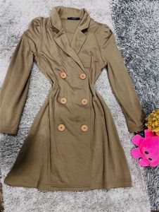 Khaki Double-Breasted Dress