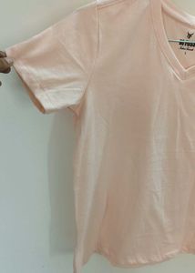 Peach V-Neck T-Shirt