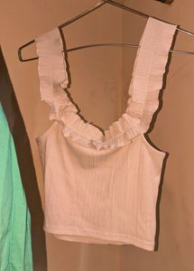 V Neck White Top