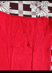 Girls Red Half Sleeve Top