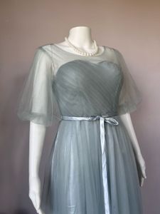 Soft tulle dusty blue gown