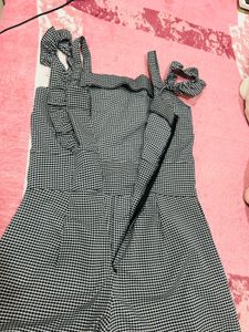Black &amp; Whit Check Jumpsuit