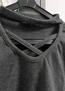 Stylish Gray Long Sleeve Top