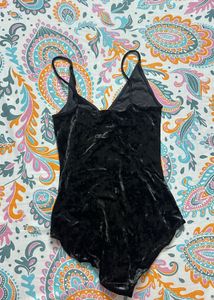 H &amp; M Crushed velvet black bodysuit