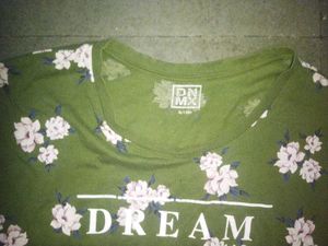 Olive Green Floral &#39;Dream Big&#39; Tee - Size M