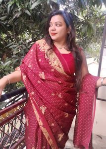 Maroon &amp; Gold Embellished Saree