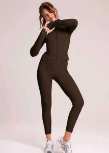 Brown Zip-Up Activewear Set
