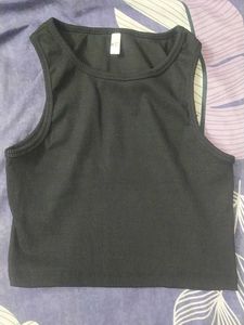 Black Ribbed Crop Tank Top