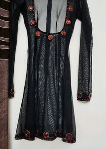 Sheer Mesh Top, Netted Top Balck Net Kurti
