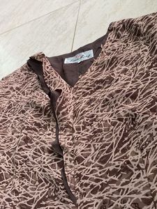 Vintage Brown Patterned Blouse