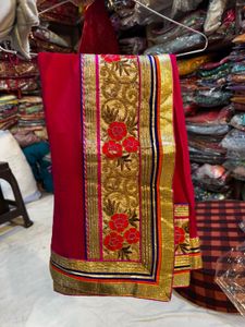 Pink Saree with Floral Embroidery