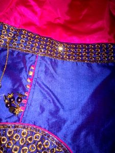 Cotton Silk, Blend, Rose And Dark Blue Colour