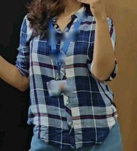 Blue Plaid Button-Down Shirt