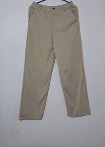 Beige Wide Leg Trousers