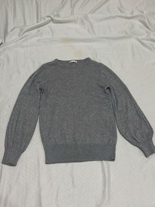 Gray Crewneck Balloon Sleeve Sweater