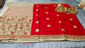 Heavy Wedding Wear Sari With Blouse