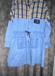Denim &amp; Plaid Combo Dress