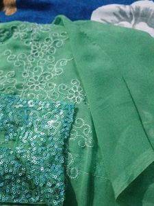 Royal Blue &amp; Gold Embellished Fabric