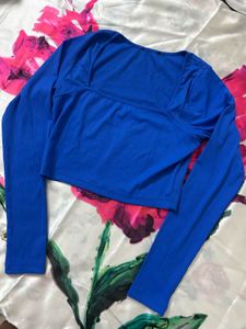 blue long sleeve top