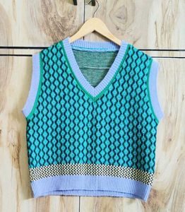 Patterned Knit Vest size-38