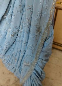 beutiful 😍 soft Georgette Light Blue Saree 🔥