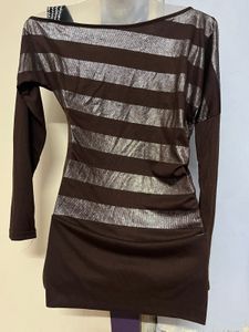 Pintrest Yk2 Glitter Striped Brown Dress