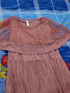 Pink Sparkly Cape Dress