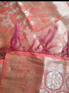 Elegant Peach Banarasi Saree