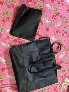 Black Tote Bag with Pouch