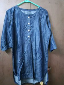 high - low denim top for ladies
