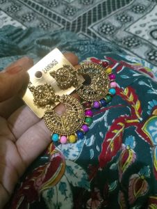 Gold Tone Bead Drop Earrings