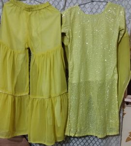Girls (Kids)Sharara Suit (Yellow Colour)