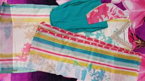 New/Unused Organza Multicolored Kurta Set