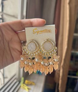 Peach Beaded Earrings