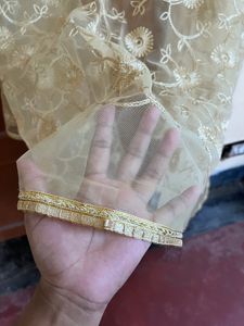 Golden Long Dupatta With Gota Patti On Sides