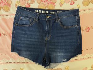Blue Denim Ripped Shorts