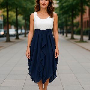 Chic Two-Tone Flowy Dress