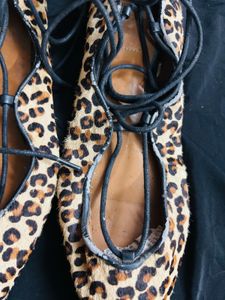Zara Cheetah Print Tie Up Flats