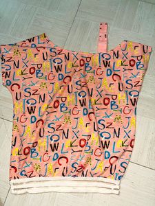 Alphabet Print Cold Shoulder Top