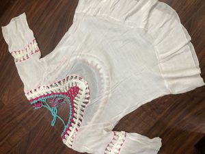 Boho Crochet Trim Top Beach Cover Up